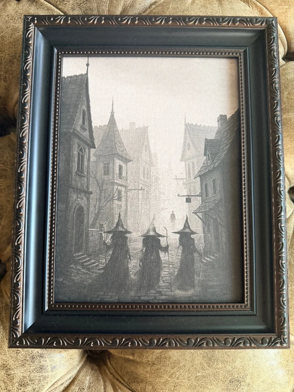 Vintage Gothic Halloween Framed Wall Art Three Witches 8 x 10 new